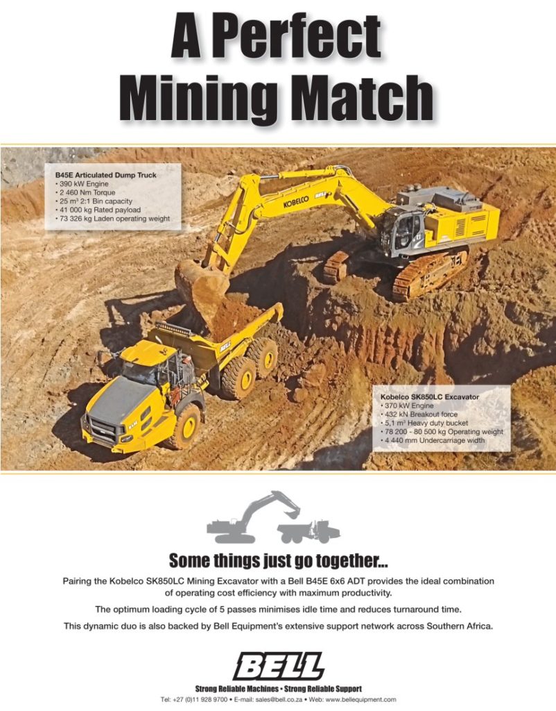 BELL_Equipment_B45E_6x6_Articulated_Dump_Truck_and_Kobelco_850LC_Excavator _Africas_Perfect_Mining_Match.